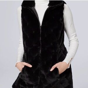 WHBM Black Faux Fur Vest